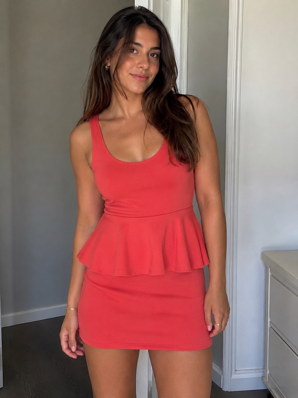 Forever 21 Coral Peplum Bodycon Dress